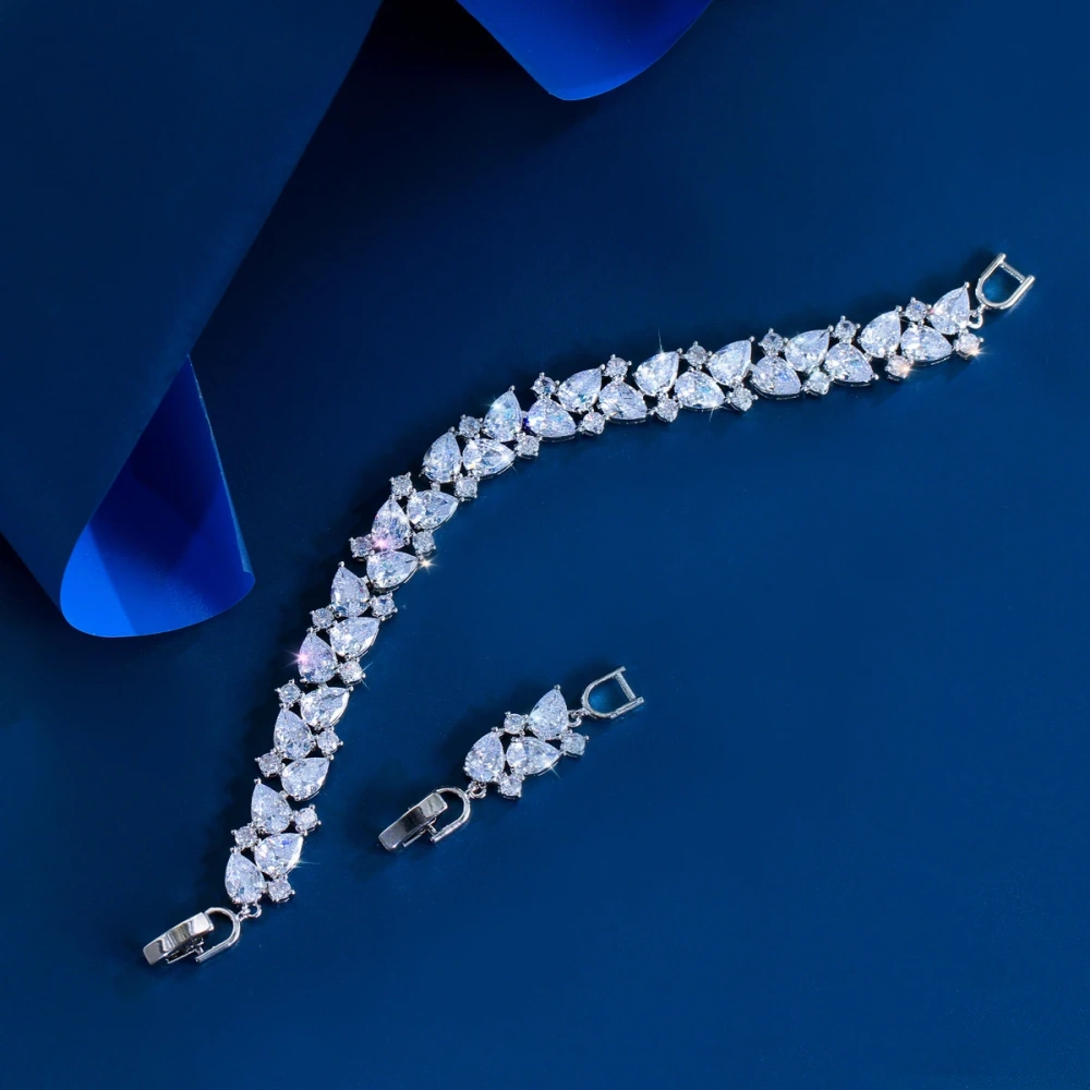 Brass Bracelet Shiny Cubic Zirconia Exquisite Women's Bracelet Bridal Engagement Wedding Bracelet Jewelry Accessories