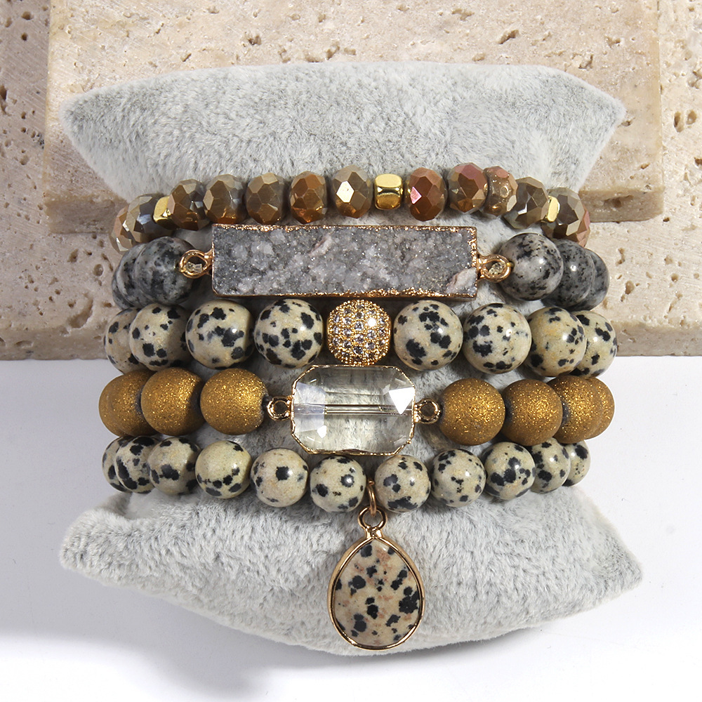 Simple Style Classic Style Geometric Natural Stone Beaded Chain Bracelets In Bulk