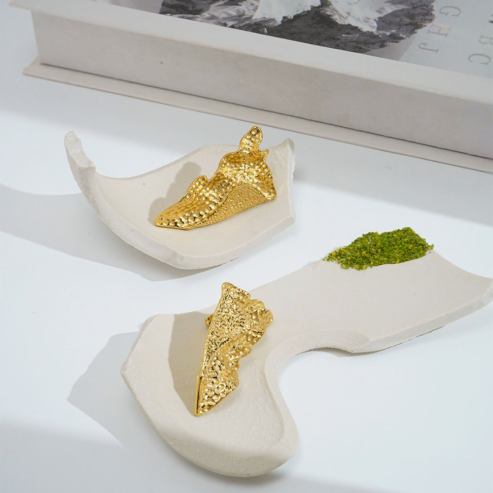 Foldable Titanium Steel Triangle Crease Earrings Plated 18K Gold  Style Daily Wear Jewelry Accessories