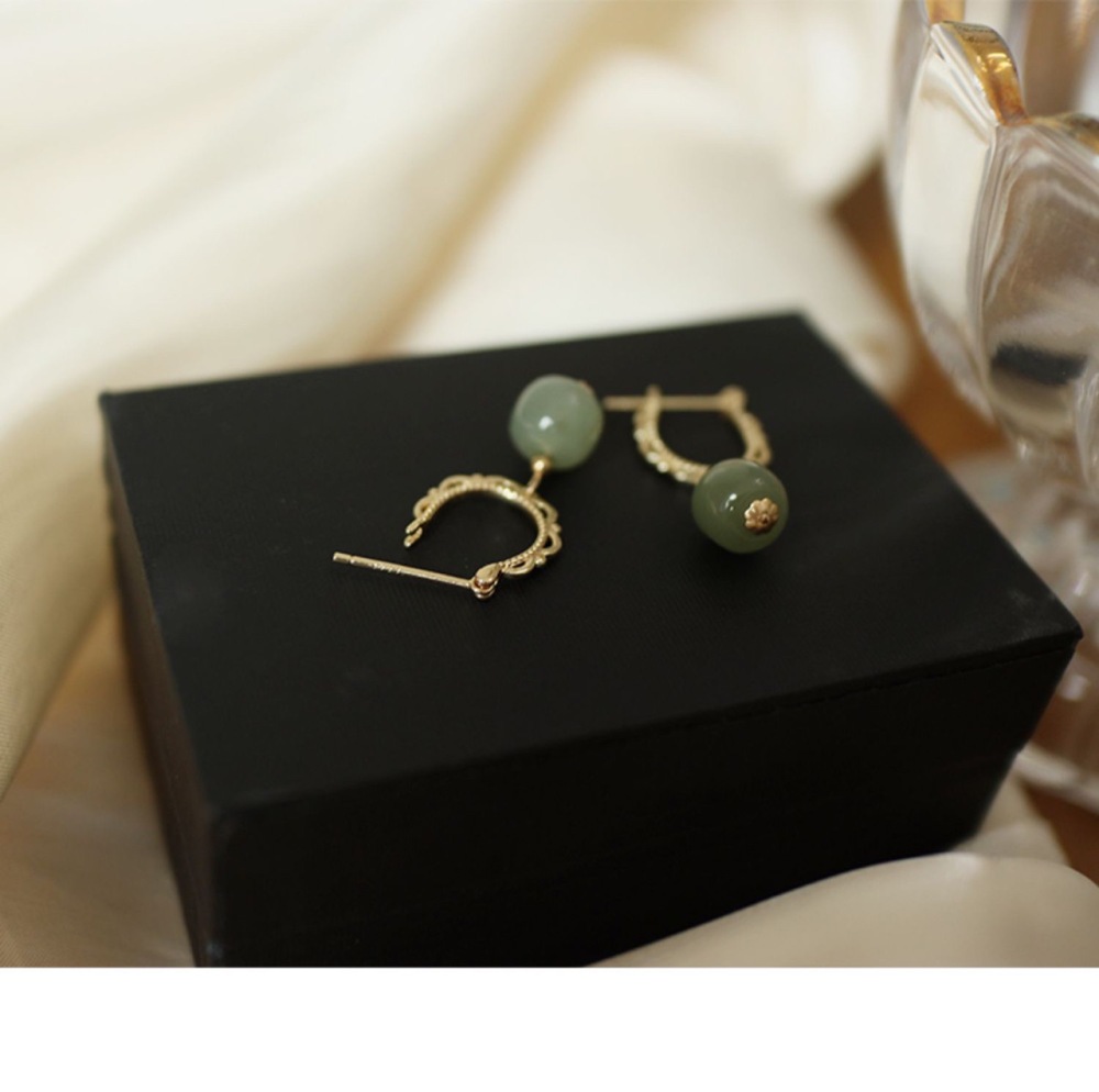 French Retro Turquoise Earrings For Women Soft Lace Flower Ear Clips Palace Ethnic Style Ear Accessories