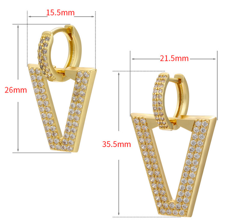 Fashion Triangle Plating Copper Zircon Copper Earrings