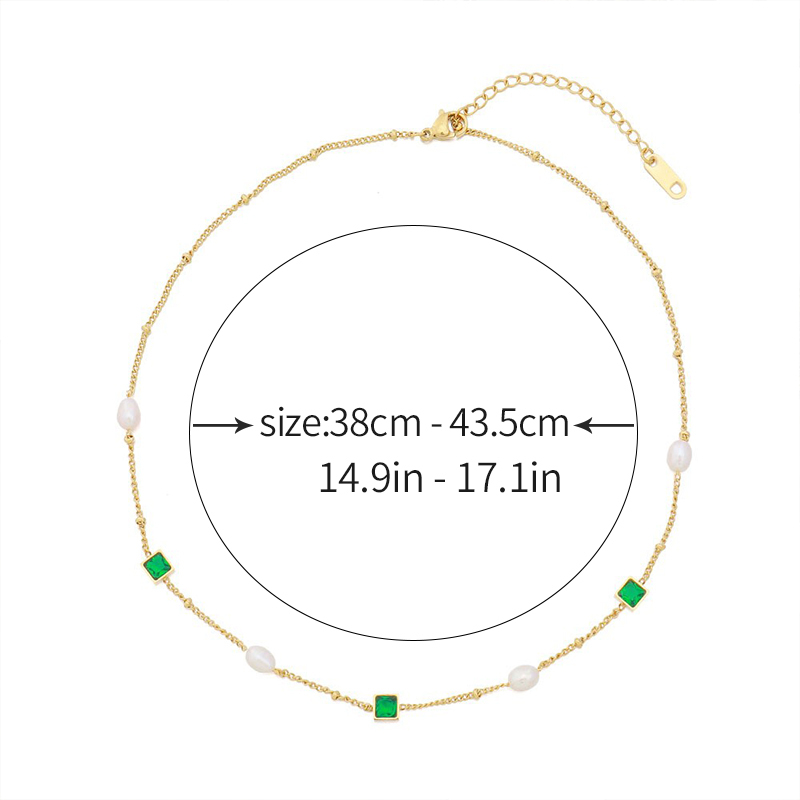 PVD Coated 18K Gold Plated Square Freshwater Pearl Titanium Steel Elegant French Style Classic Style Waterproof Non Tarnish Titanium Steel Necklace