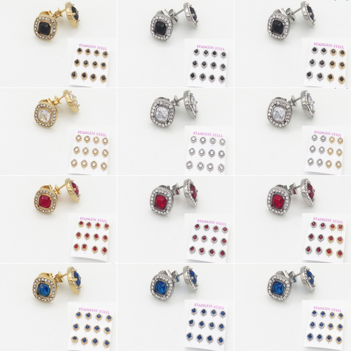 INS New  Fashion Titanium Steel Round Studs Women's 18K Gold Stainless Steel Lovely Element Earrings Earrings Niche Design High Earrings