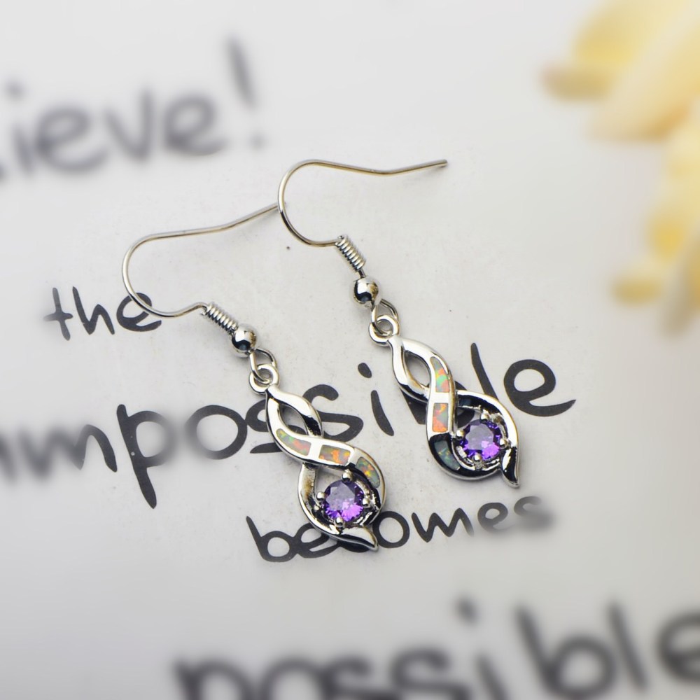 Beach Girl Heart Shaped Opal Earrings TikTok Trend Ocean Wind Sweet Style Geometric Pattern Copper Jewelry Accessories