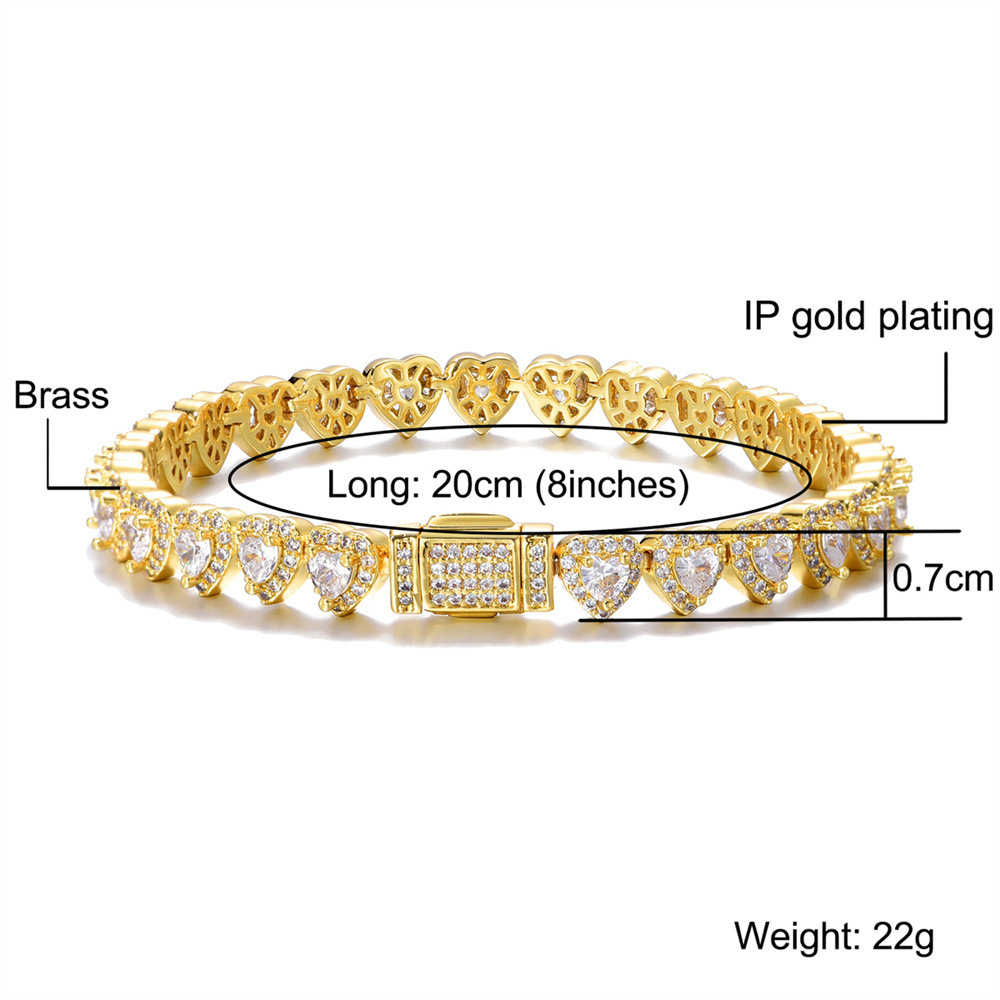 Fashionable Unisex 7mm Heart Shaped Zirconia Necklace Luxury Style Spring Buckle Ice Sugar Chain Accessory For Men And Women