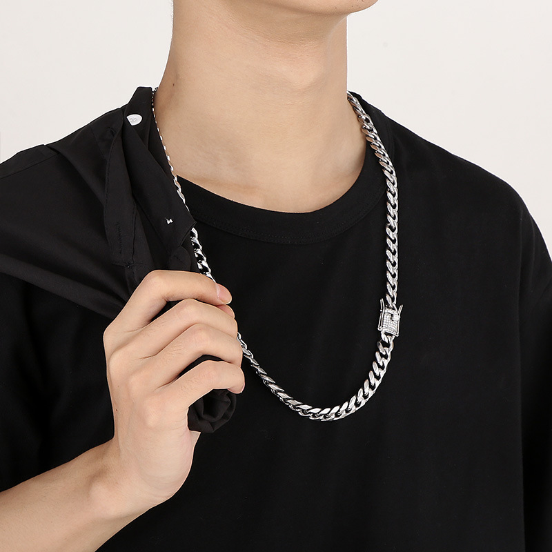 Fashion Geometric Stainless Steel Necklace Inlay Rhinestones Stainless Steel Necklaces
