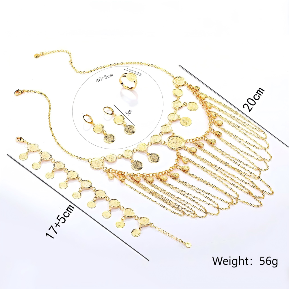 3-Piece Copper Vintage Luxurious Exotic Ethnic Style Pendant Bracelet Earrings Women's Set Suitable For Parties Weddings Jewelry Accessories