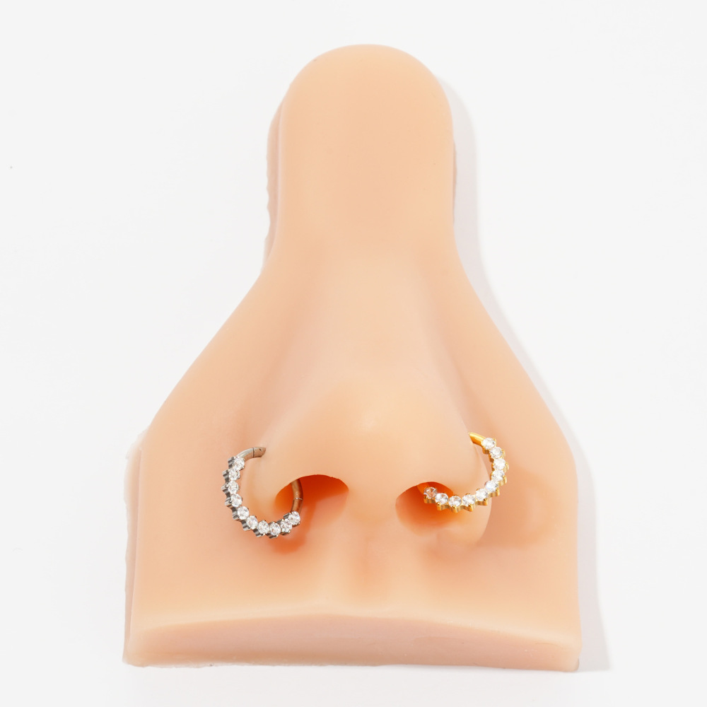 New G23 Titanium Alloy Women's Jewelry Claw Set Zircon Nose Ring Lip Ring Body Piercing Accessories Geometric Pattern Handmade