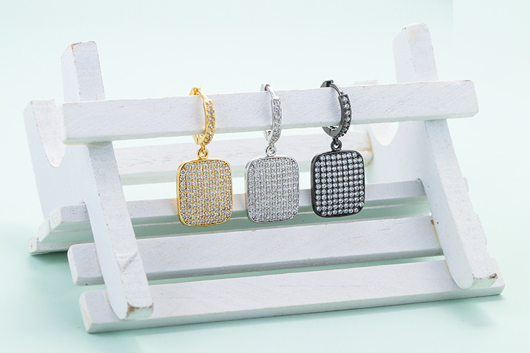 Fashion Geometric Plating Copper Charm Sleeper Hoop Earrings Earrings