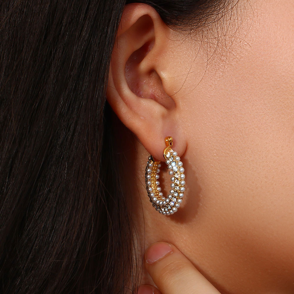 PVD Coated Real Gold Plated 18K Gold Geometric 304 Stainless Steel Fashion Waterproof Non Tarnish Hoop Earrings