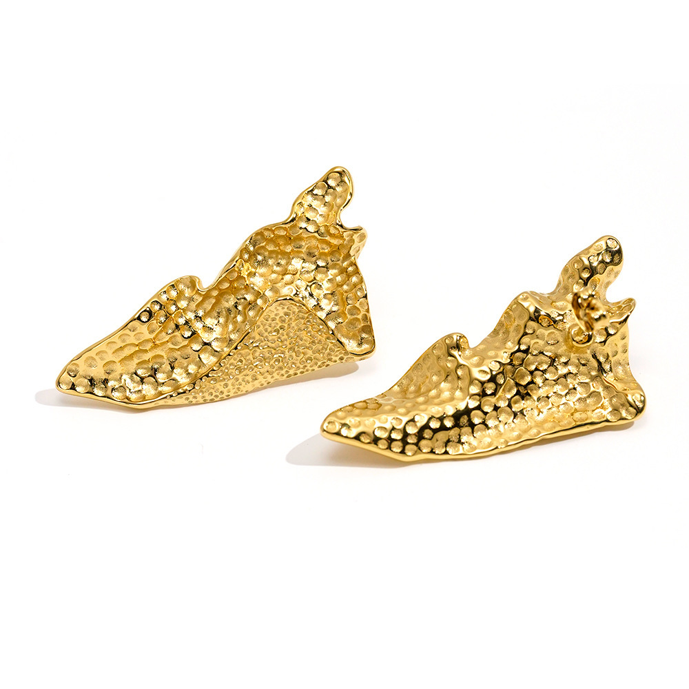 Foldable Titanium Steel Triangle Crease Earrings Plated 18K Gold  Style Daily Wear Jewelry Accessories