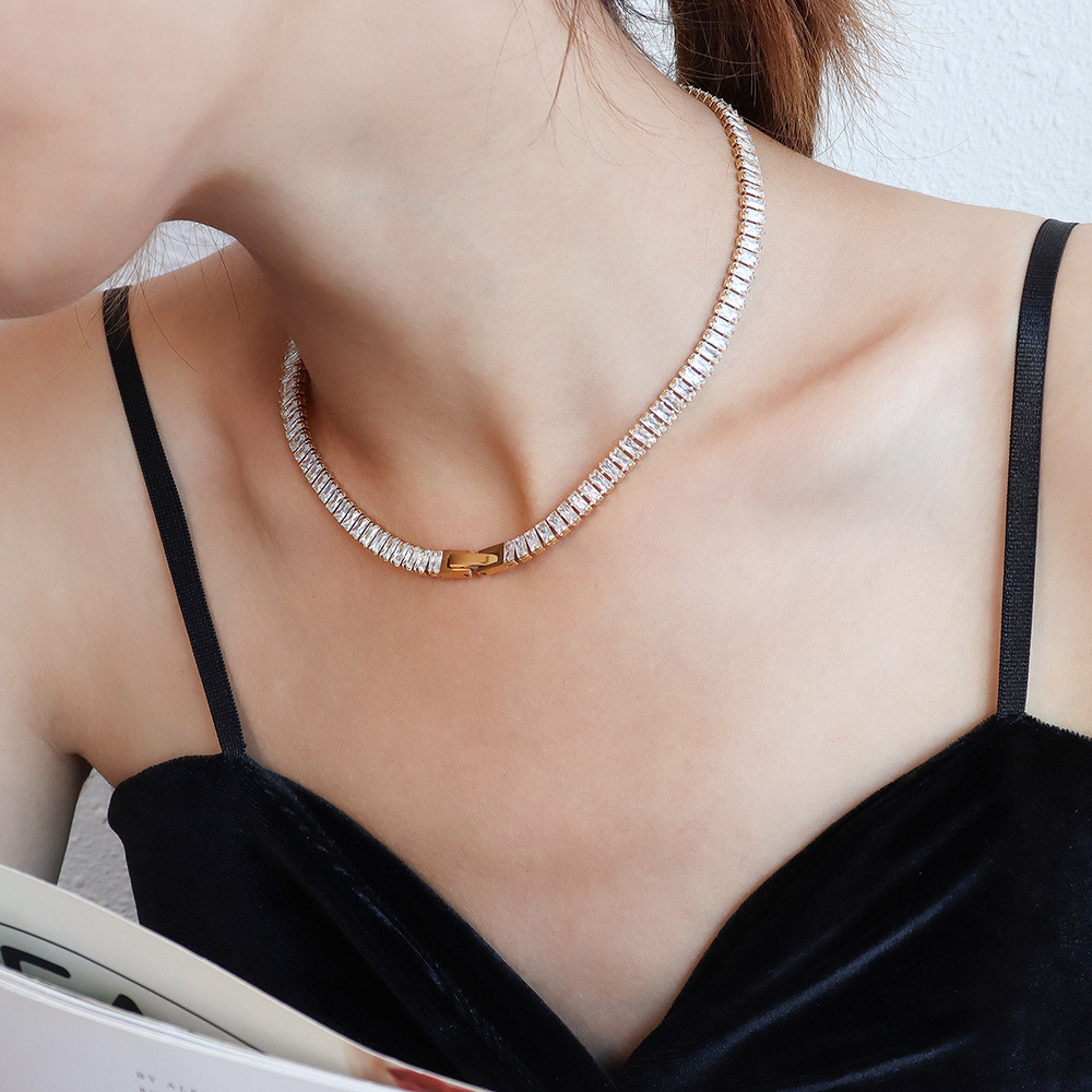 PVD Coated Real Gold Plated 18K Gold Square 304 Stainless Steel Fashion Waterproof Non Tarnish 304 Stainless Steel Choker