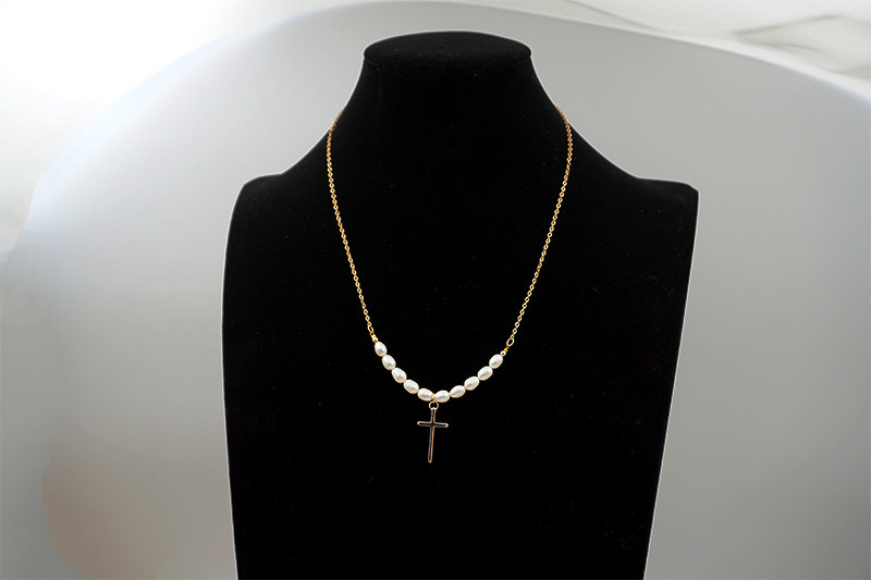 Bohemian Irregular Freshwater Pearl Necklace Accessories Vintage Coin Heart Cross Women's Collarbone Chain Women's Jewelry