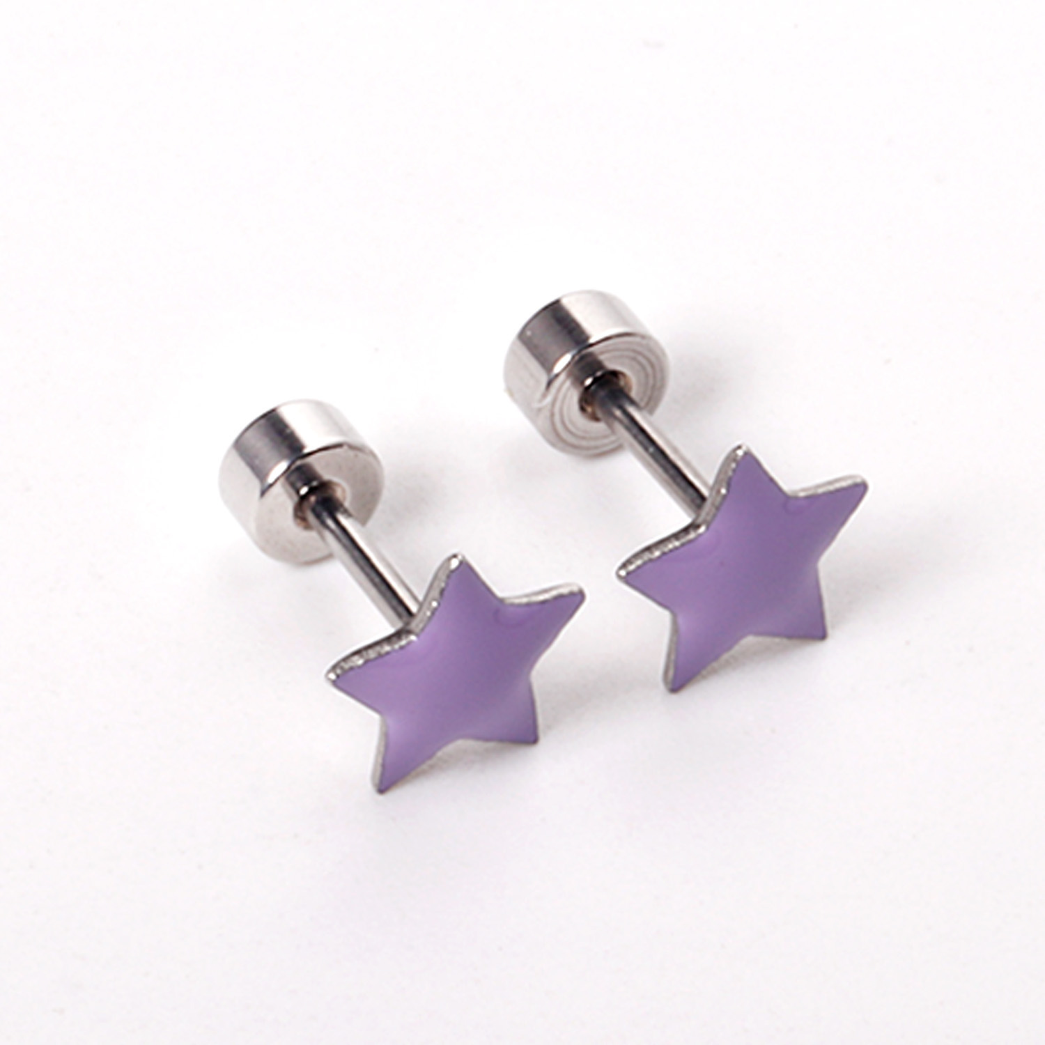 Stainless Steel Screw Back Earrings For Women Sweet Heart-shaped Star Moon Stud Earrings Fashion Bohemian Floral Print Jewelry Accessories