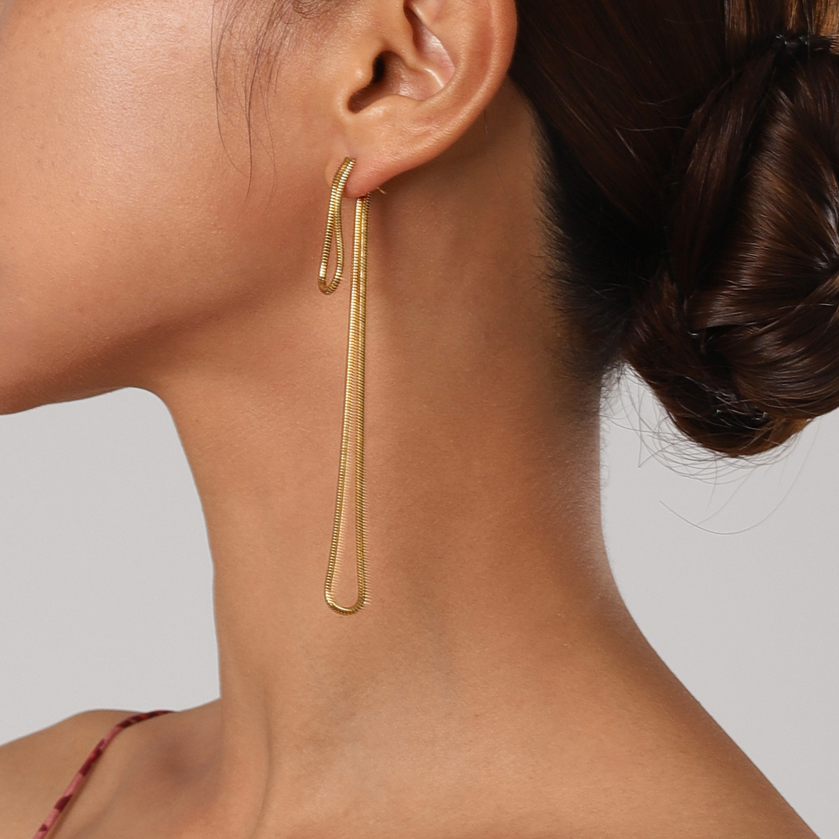 304 Stainless Steel Solid Color PVD Coated Real Gold Plated 18K Gold Simple Style Classic Style Waterproof Non Tarnish Plating Gold Drop Earrings