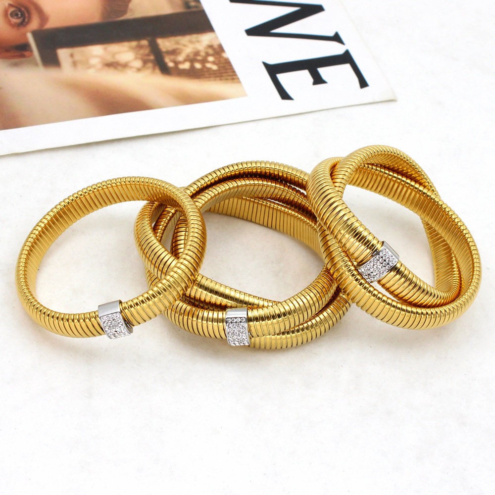 18K Gold 304 Stainless Steel PVD Coated Zircon Geometric Waterproof Non Tarnish Simple Style Cable Chain Bracelets Earrings Necklace For Women's
