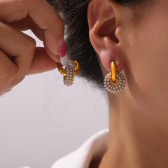 F370-Shell Pearls Gold Earrings