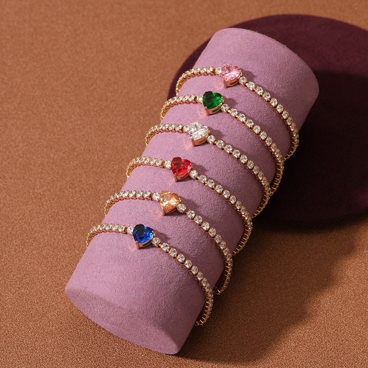 PVD Coated Real Gold Plated Heart Shape 304 Stainless Steel Simple Style Classic Style Waterproof Non Tarnish Bracelets