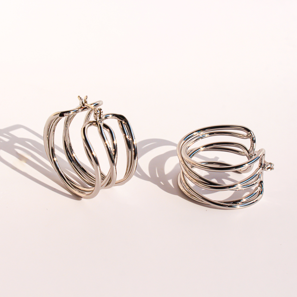 New Dongdaemun Fashionable Multi-Circle Line Round Hoop Earrings For Women Fashion Hollow Geometric Earrings Accessories 1109 Nordic Style