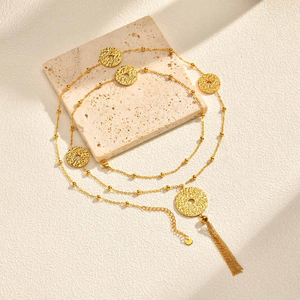 18K Gold Plated 304 Stainless Steel Vacuum Electroplating (In Furnace) Geometric Pattern (Jewelry) Waterproof Non-Fading Hollow Y-Shaped Necklace Long Sweater Chain Women's Accessories