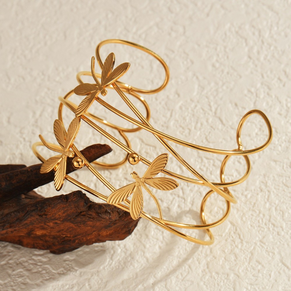 Stainless Steel Hollow Dragonfly Multi-layer Bracelet For Women Simple Jewelry Handmade Accessories