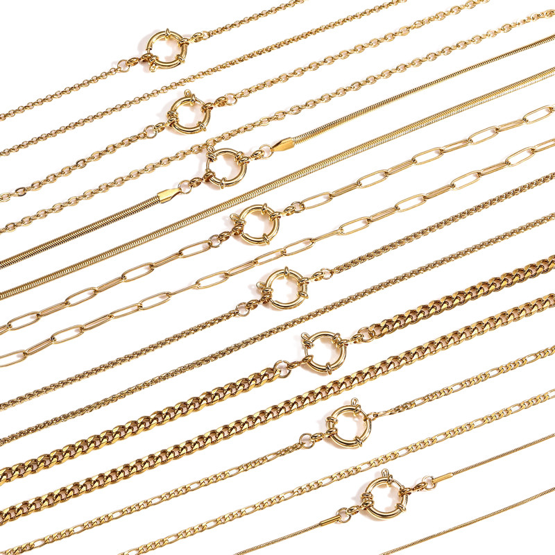 Minimalist Snake Bone Chain DIY Jewelry Stainless Steel 18K Gold Clasp Collarbone Chain Accessories