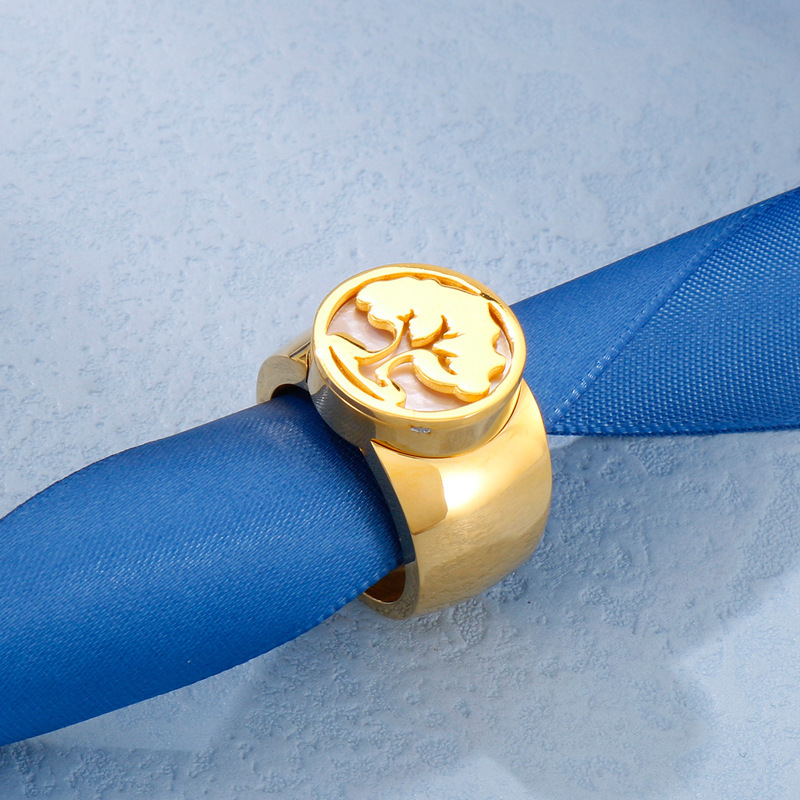 PVD Coated 18K Gold Plated Geometric Titanium Steel Fashion Waterproof Non Tarnish Rings