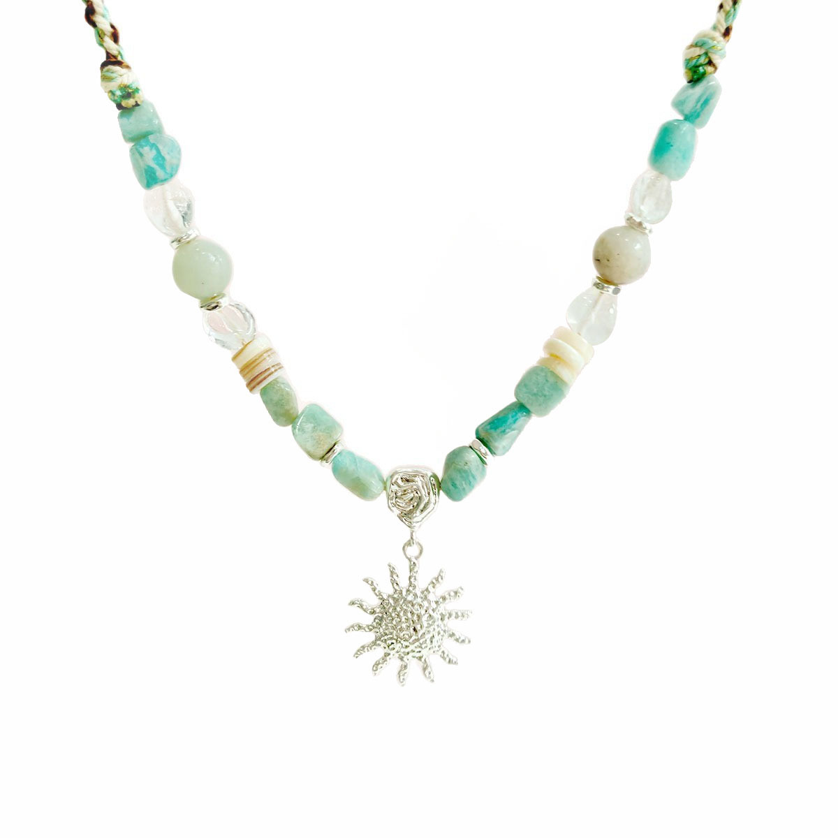 Retro Natural Crystal Stone Beaded Woven Rope Necklace Ethnic Fashion Lightweight Luxury Sweater Chain Accessory Women's Jewelry