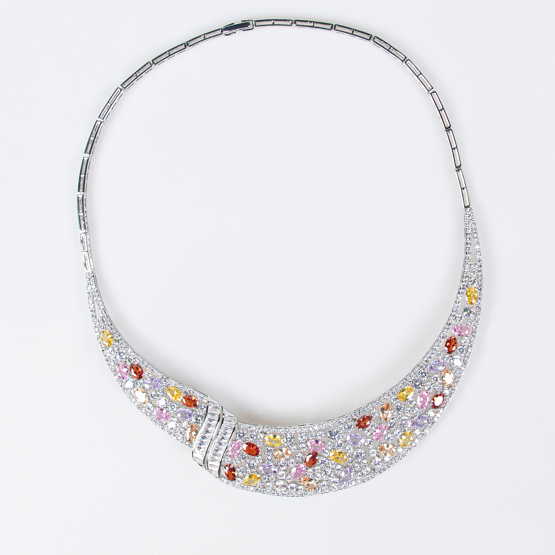 Elegant Beauty Wedding Dress Women's Luxurious Snake Bone Chain Zircon Necklace Earrings  Printed Set Accessories
