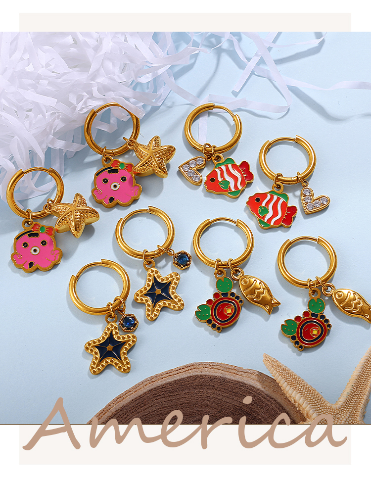 Fashionable Versatile Pendant Drop Earrings Ocean Series Vintage DIY Pendants Luxury Accessories Stylish Match All Ear Jewelry