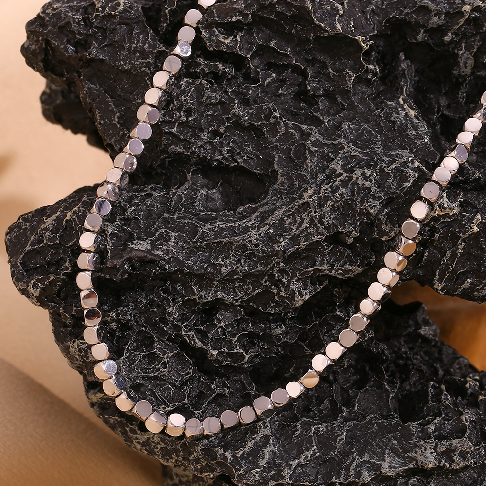 304 Stainless Steel Solid Color PVD Coated Stone-Free 18K Real Gold Plated Basic Simple Style Classic Style Waterproof Non Tarnish Plating Necklace