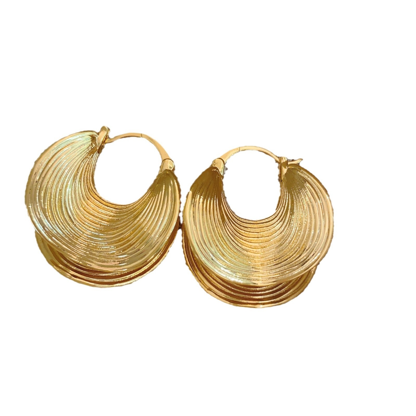 Sexy Large Earrings Trendy Street Style Retro Exaggerated Brass Plated Gold Geometric Pattern Women's Jewelry Fashion Accessories