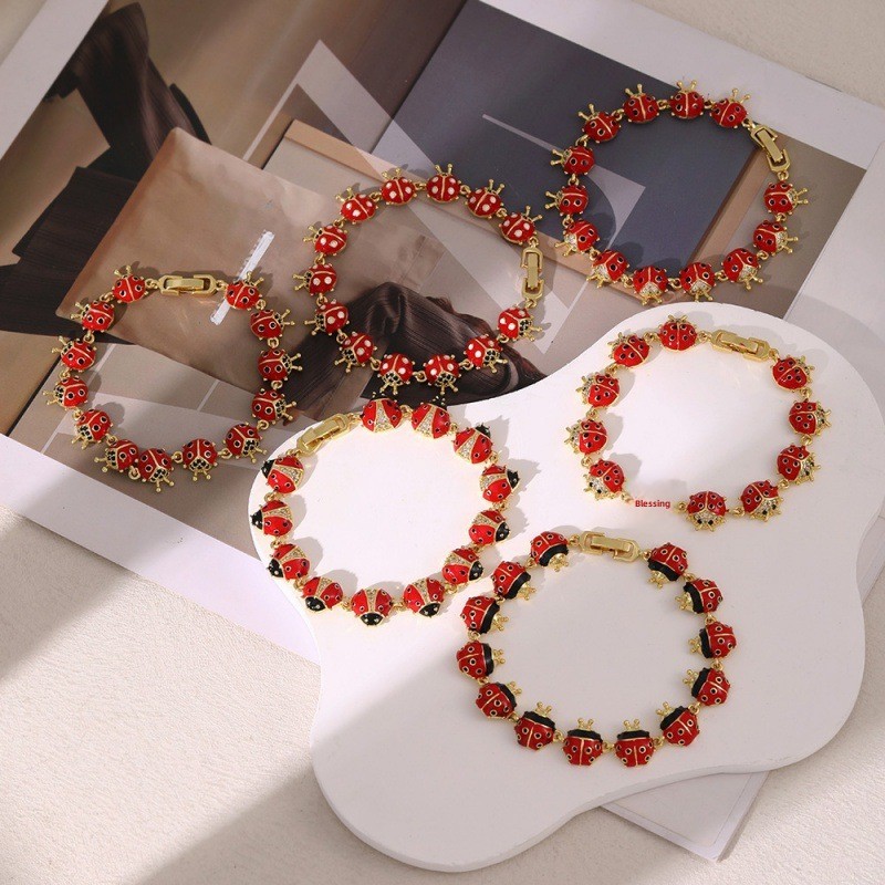Red Ladybug Bracelet Multifunctional Women's Jewelry Daily Wear Metal Zircon Casual Date Suitable Accessories