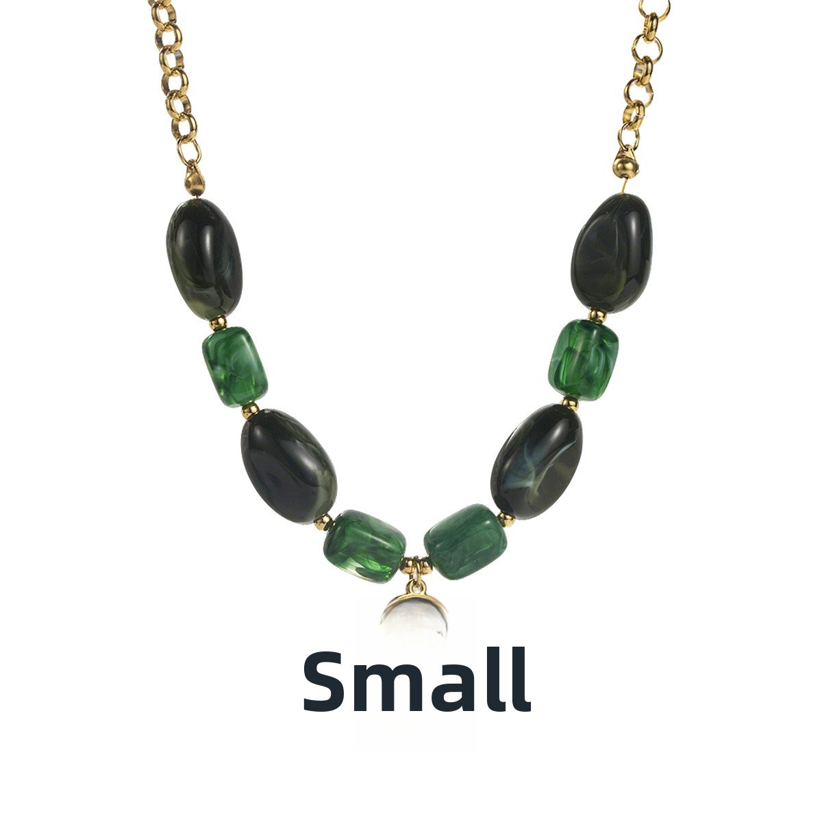 Colorful Resin Pendant Necklace Stainless Steel Chain Layered Women's Jewelry Accessories