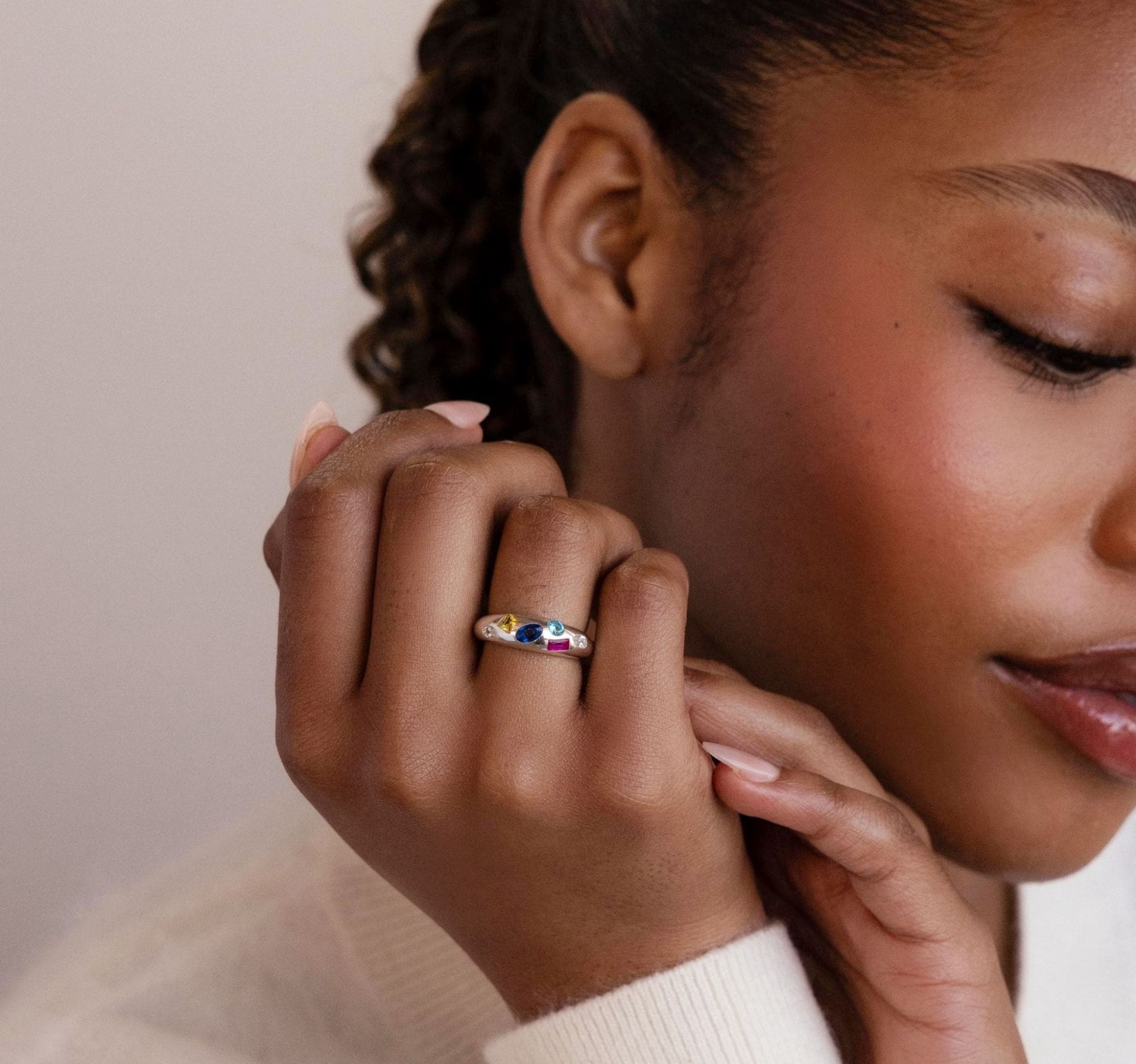 Geometric Irregular Design Dense Color Zircon Ring Advanced Design  Fashion Cool Trendy Manufacturer Batch