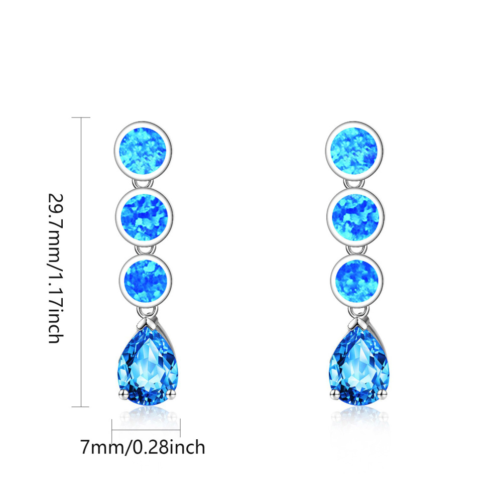 Opal Waterdrop Shaped Earrings Simple  Style Jewelry Accessories Copper Material Holiday Style Craft