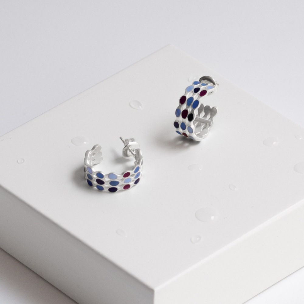 Elegant Hollow Out C-Shaped Drip Glaze S925 Silver Needle Stud Earrings Retro Unique Fashion Women's Jewelry Accessories