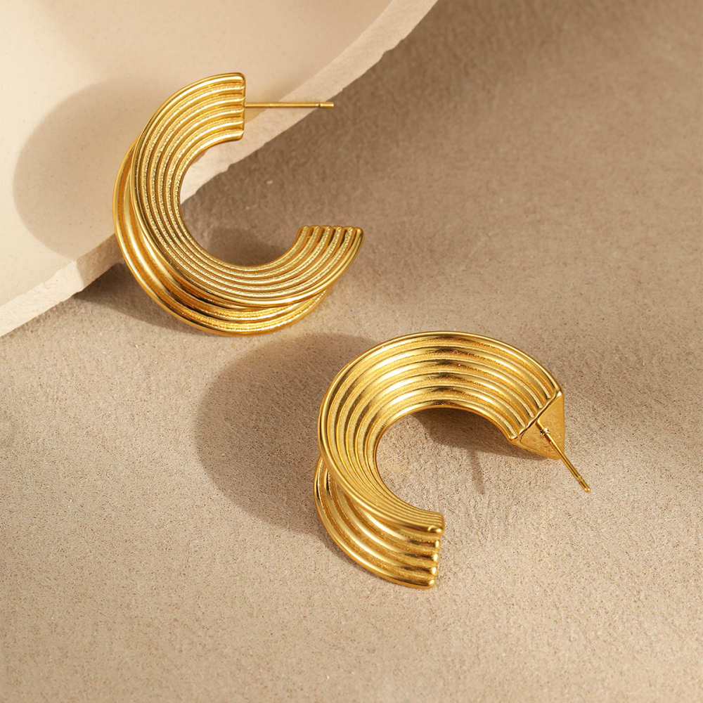 Fashionable Titanium Steel Hoop Earrings Stainless Steel Non-fading Simple French Style Women's Jewelry Accessories