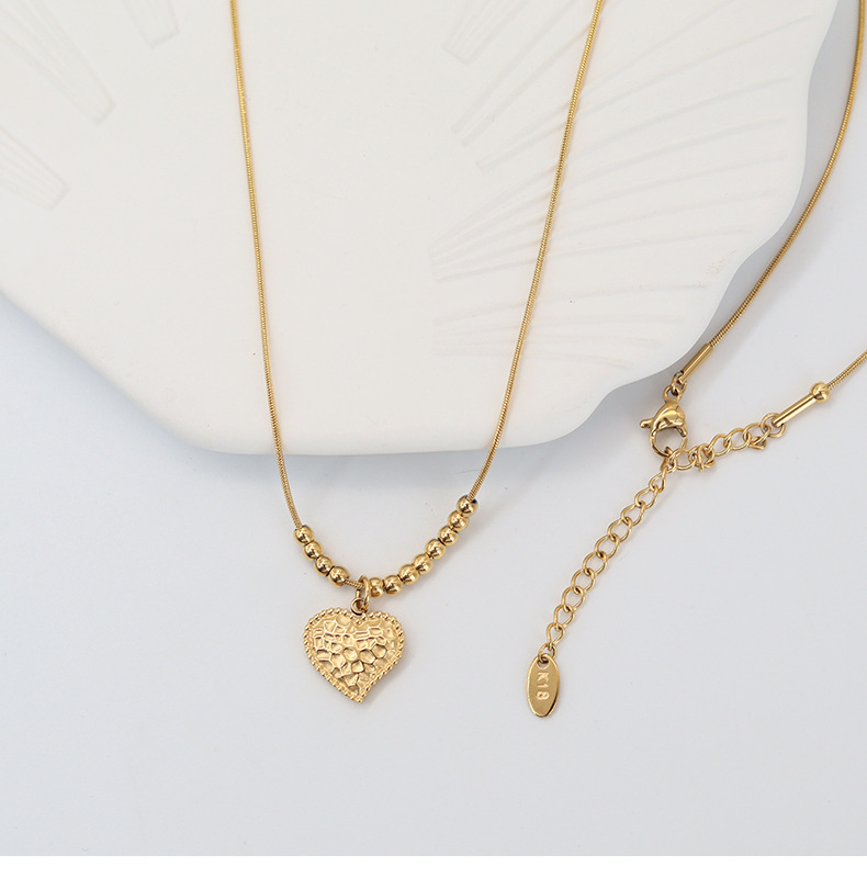 Wholesale Jewelry Fashion Heart Shape 304 Stainless Steel None 18K Gold Plated Gold Plated Stainless Steel Necklaces