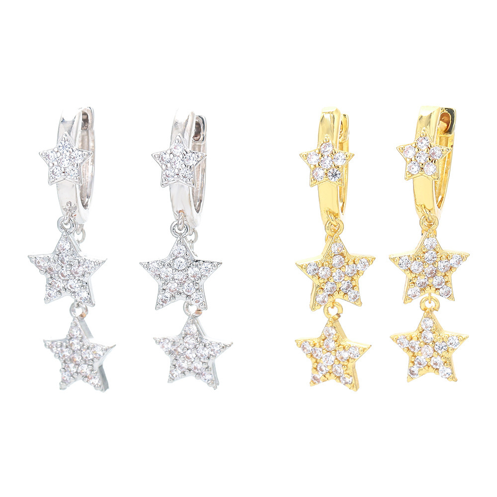 Fashion Geometric Copper Zircon Charm Sleeper Hoop Earrings Earrings
