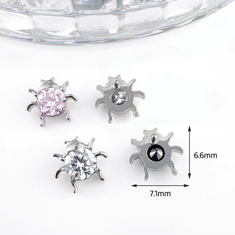 Titanium F136 G23 Powder White Zirconia Flat Bottom Inner Tooth Ear Bone Studs Unisex Daily Streetwear Body Jewelry Accessories