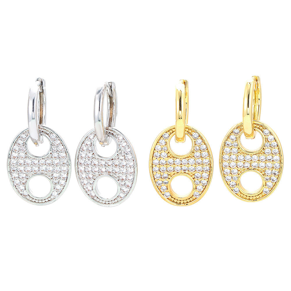 Fashion Geometric Plating Copper Zircon Copper Earrings