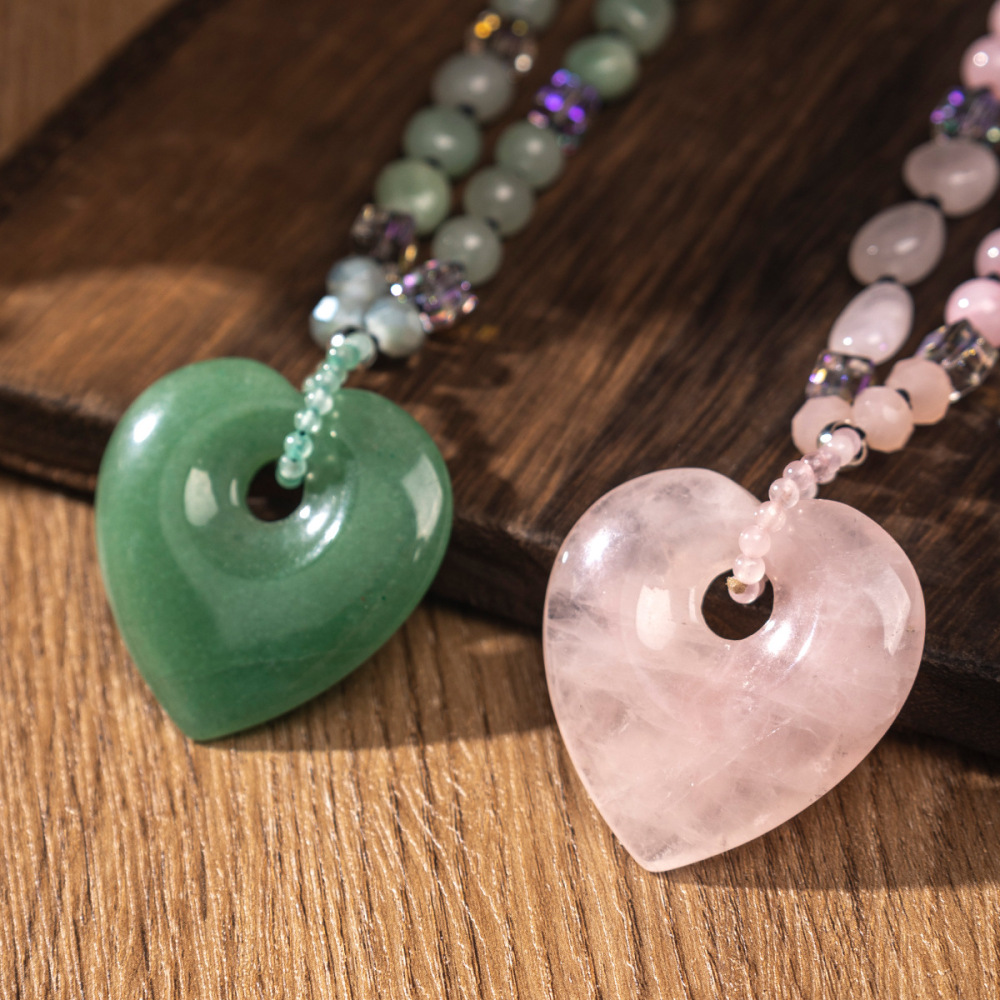 Zuohang Crystal Sweater Necklace Elegant Pendant Heart-shaped Jewelry Natural Crystal Fashion Accessories Modern Style Provided By Zuohang