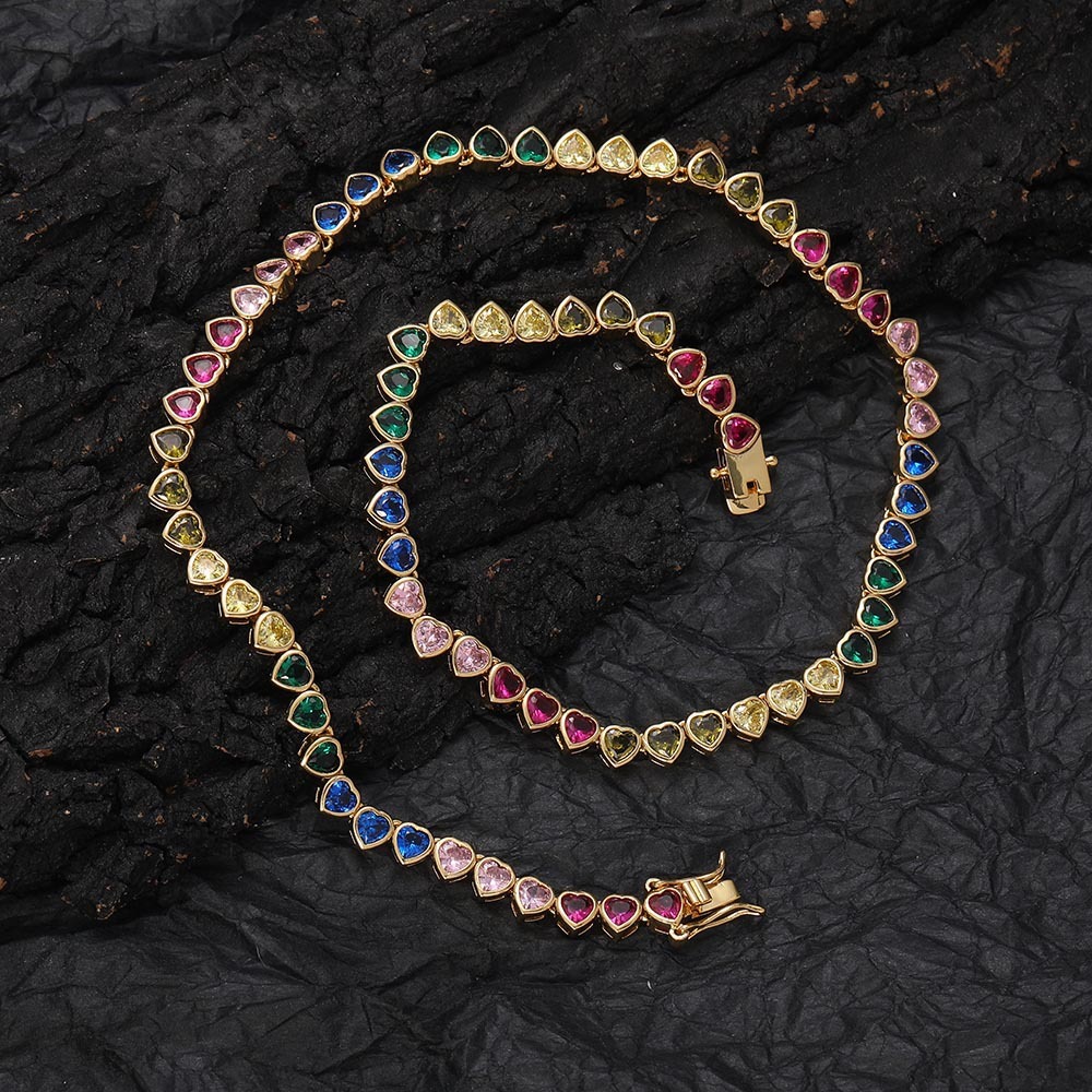 Wholesale Jewelry Vintage Style Classic Style Heart Shape Copper Zircon Bracelets Necklace