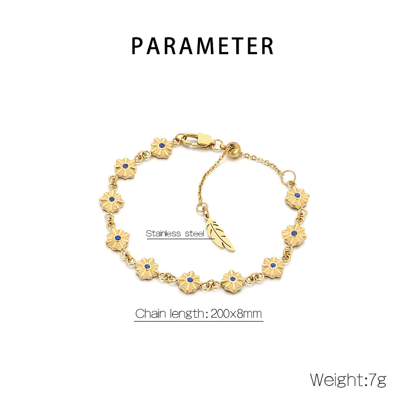 Minimalist Design 304 Stainless Steel Twelve Colors Four-Pointed Star Vacuum Electroplated 18K Real Gold Rhinestone Simple High-End Accessories Hand Jewelry