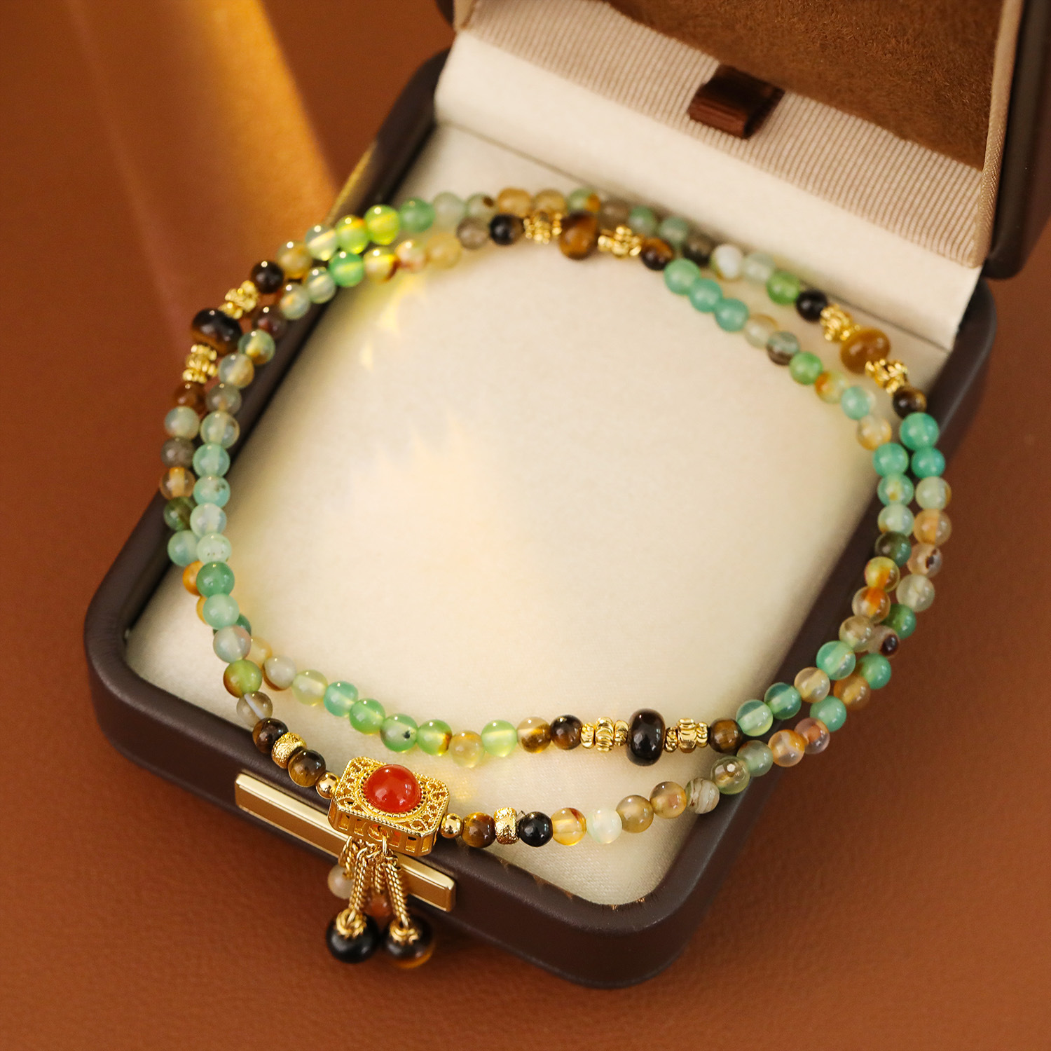 Natural Red Agate Shoushan Stone Double Use New Chinese Style Necklace Bracelet Chinese Style Bell Classical Ethnic Trend