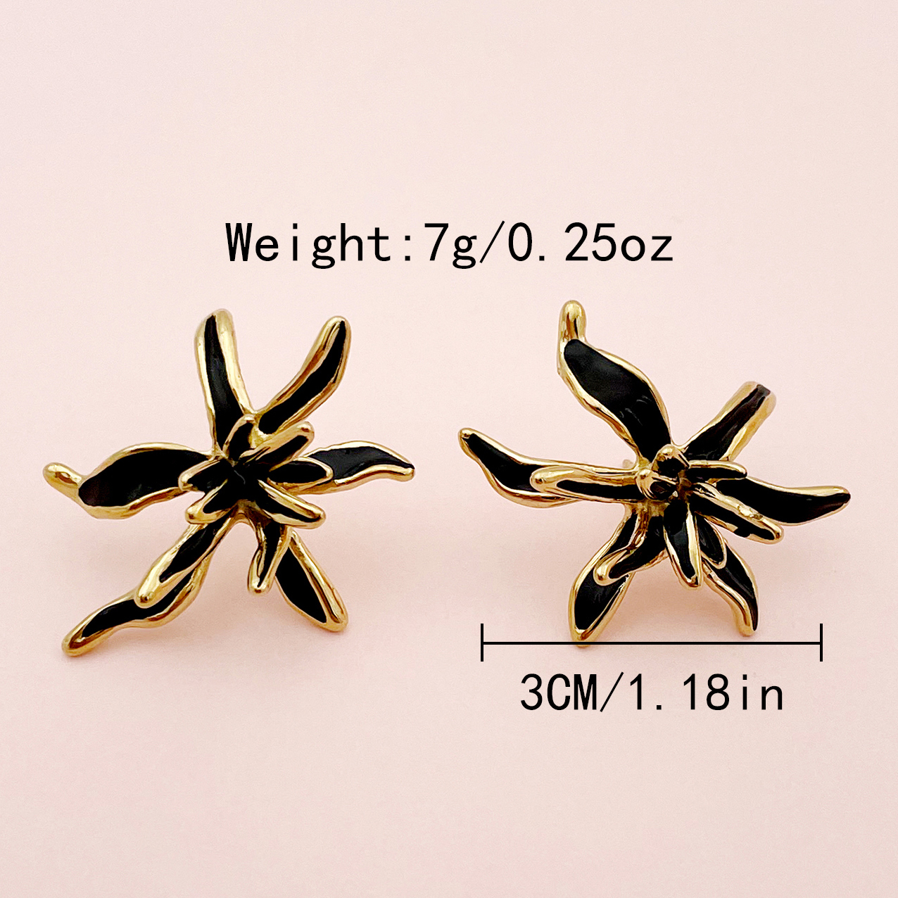 PVD Coated Real Gold Plated 14K Gold Flower 304 Stainless Steel IG Style Waterproof Non Tarnish Ear Studs