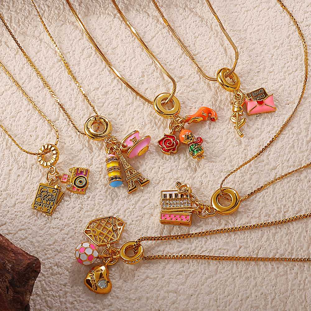 Retro Style Fox Pendant Necklace For Girls Heavy Design Stainless Steel Fashionable OIL Drop DIY Jewelry Accessories