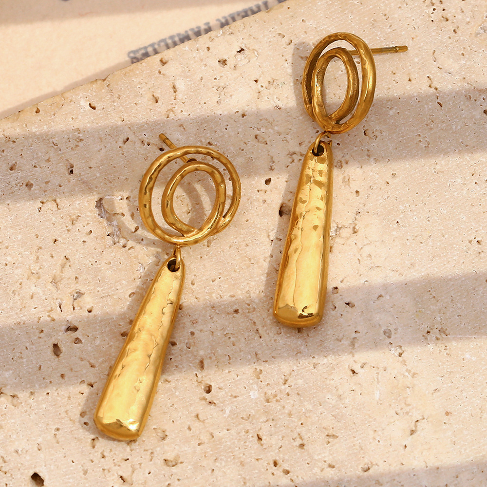 PVD Coated Real Gold Plated Solid Color 304 Stainless Steel Vacation Classic Style Waterproof Non Tarnish Drop Earrings