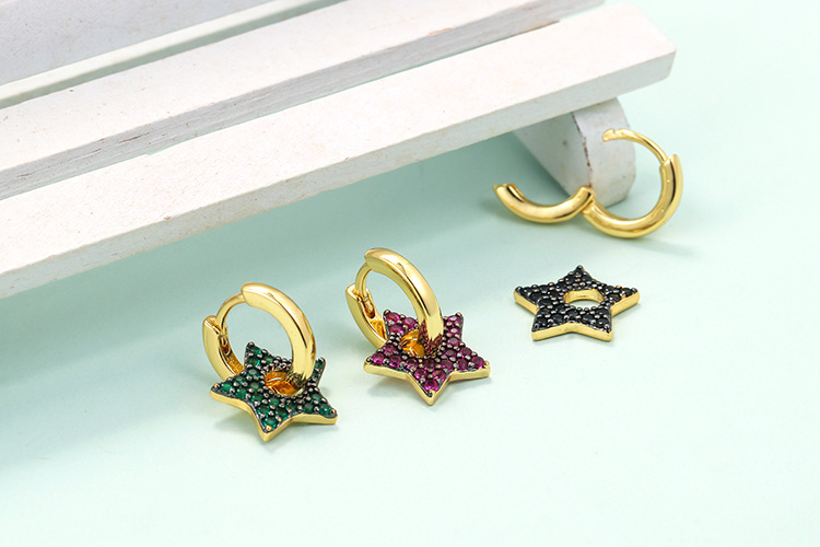 Wholesale Jewelry Five-pointed Star Diamond Copper Ear Clip Nihaojewelry